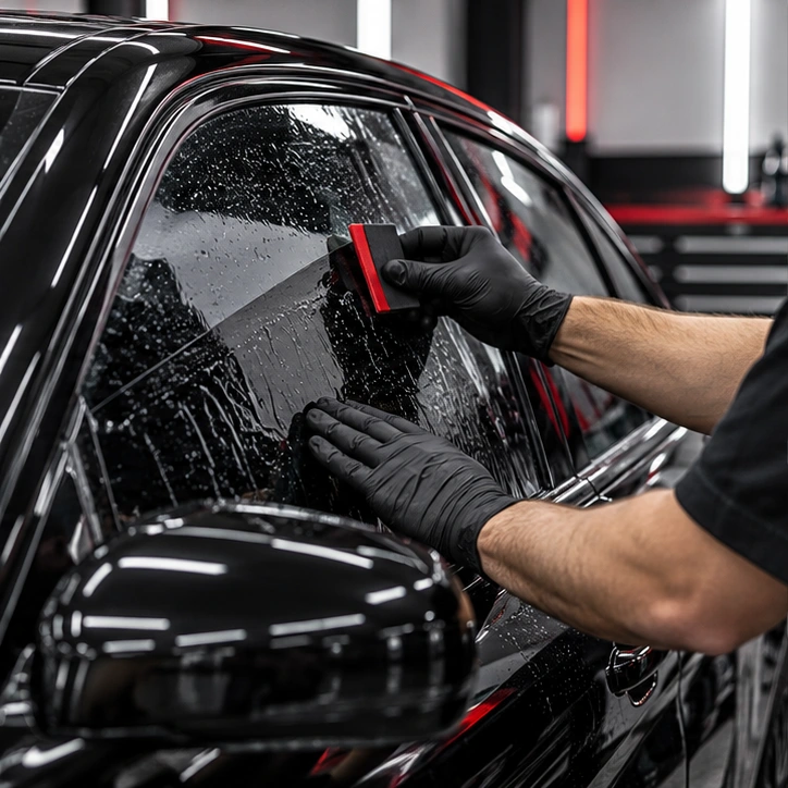 Illustrative professional window tint installation